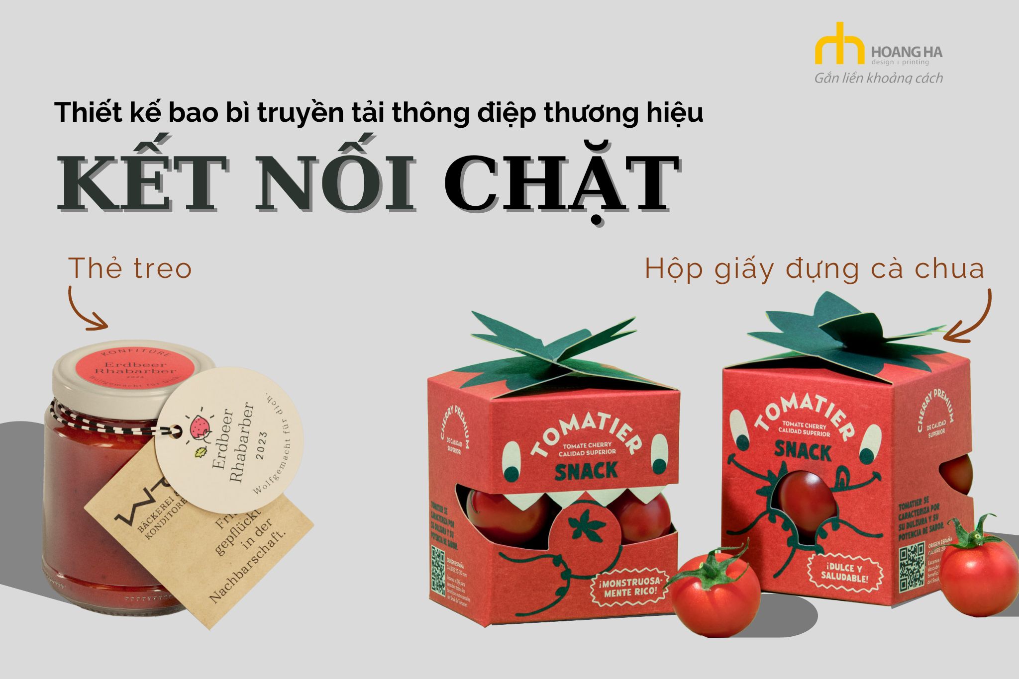 Thẻ treo cảm ơn, và hộp giấy cà chua với thiết kế thu hút người mua